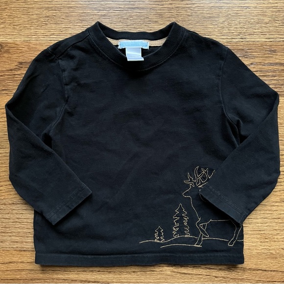 🆕 Janie and Jack black long sleeved shirt with reindeer embroidered - Picture 5 of 6